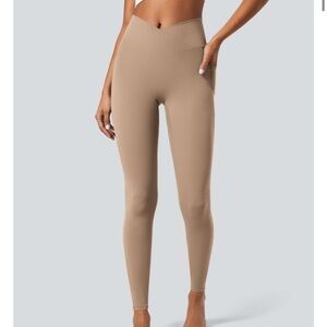 HALARA SoftlyZero Crossover Pocket Plain Leggings TAN LARGE